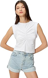 KOTON womens Crew Neck Crop Tanktop
