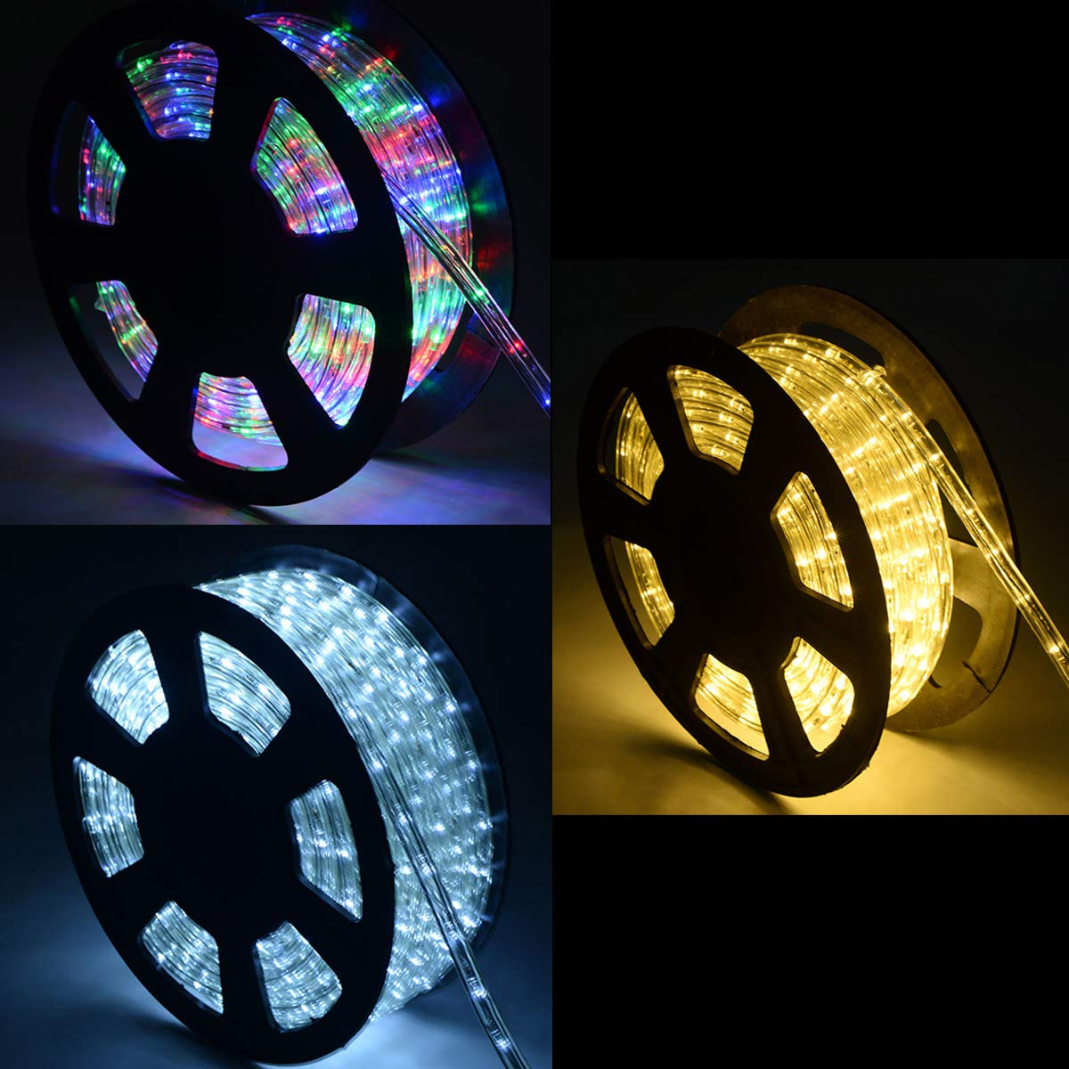 COSTWAY Lichterschlauch außen 10M, Lichtschlauch mit 360 LEDs, Lichterkette wasserfest, strombetrieben, LED Lichtschlauch für Dekoration, Party, Garten, Hochzeit (Warmweiß)