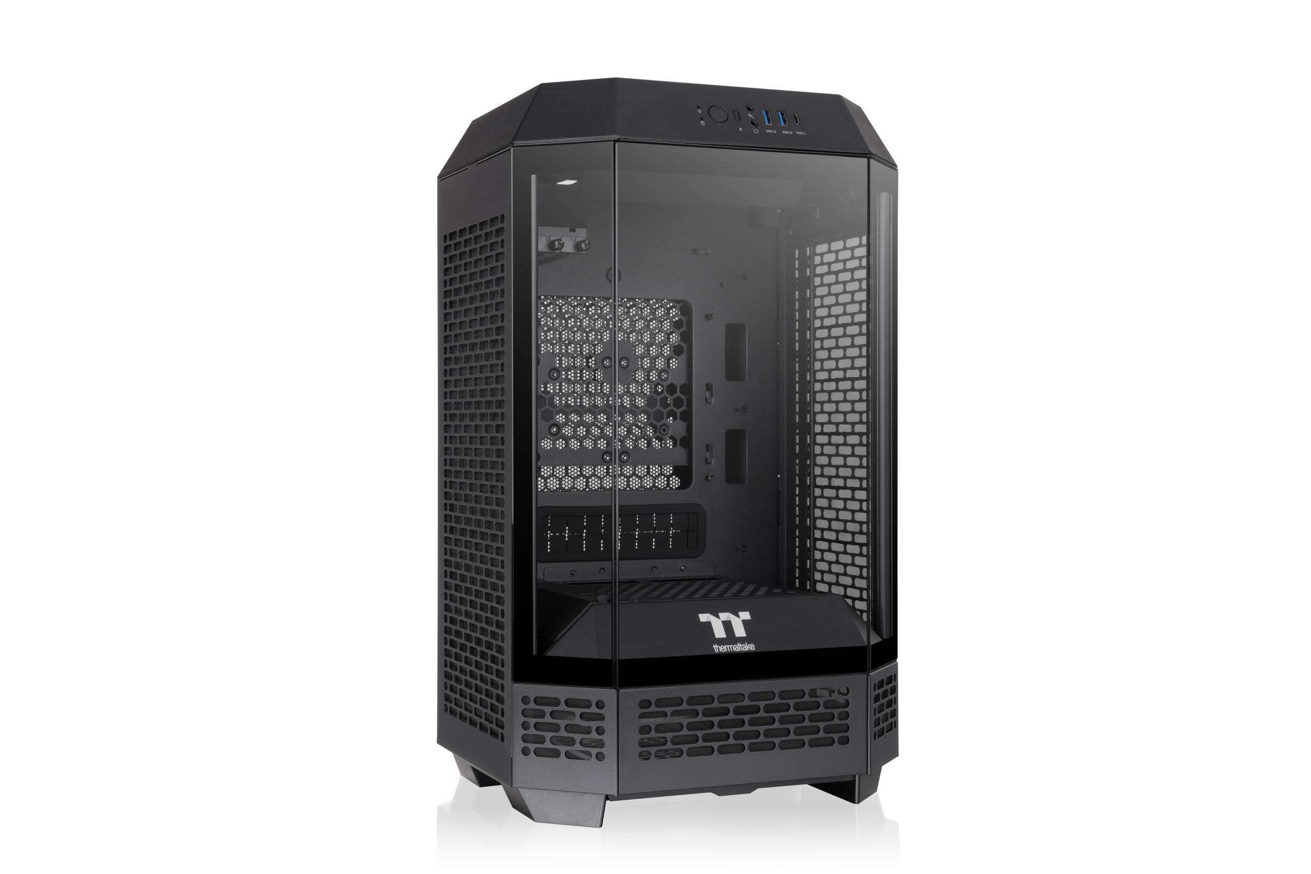 Thermaltake The Tower 250 | Mini Torre Mini-ITX Octogonal | 2 Ventiladores CT120 Preinstalados | Cristal Templado y Alto Flujo de Aire | Compatible con AIO de 360mm | Negro