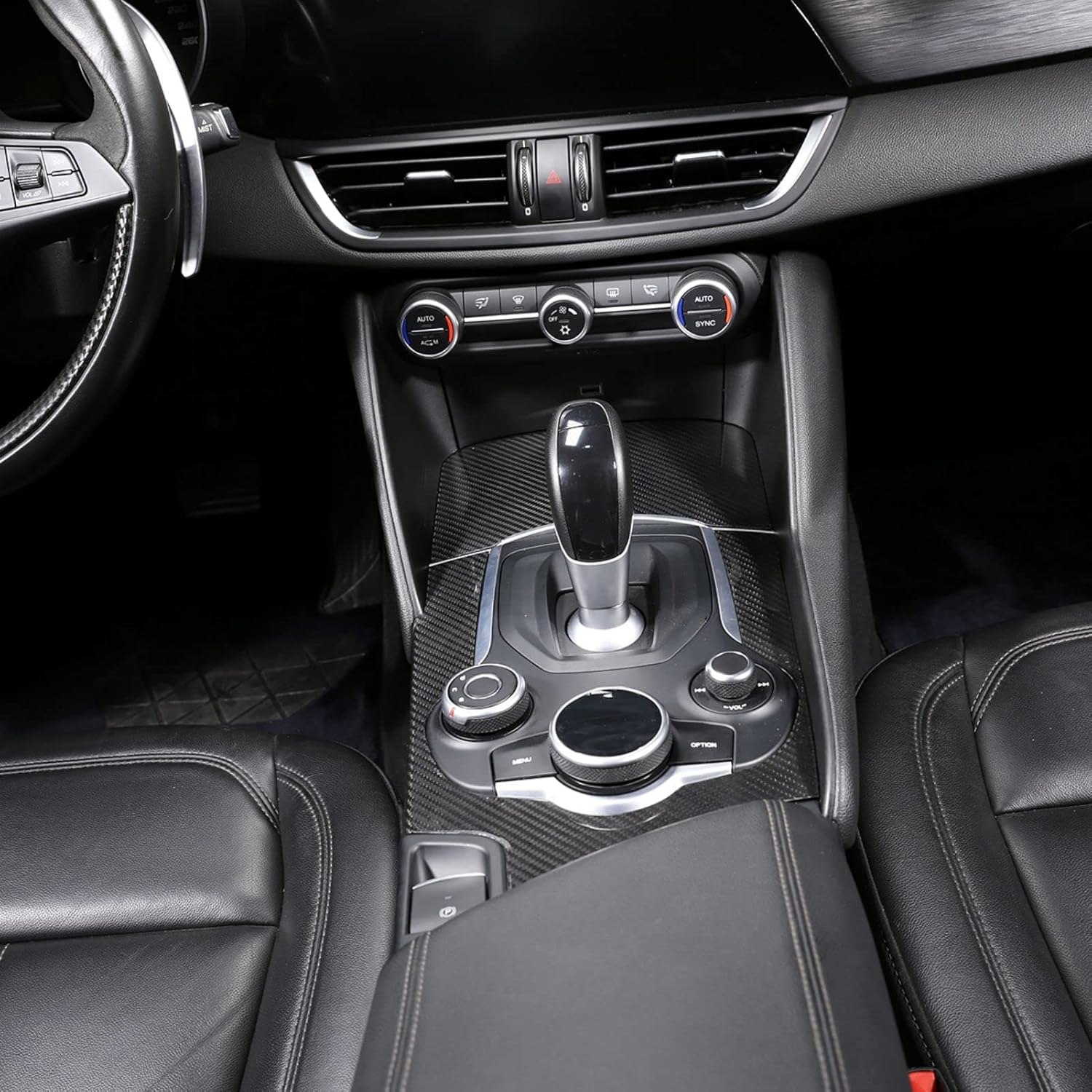 TOYCIDFG Gear Shift Panel Cover Trim Compatible with Alfa Romeo Giulia 2017 2018 2019, Car Center Console Decoration Accessories Carbon Fiber Pattern