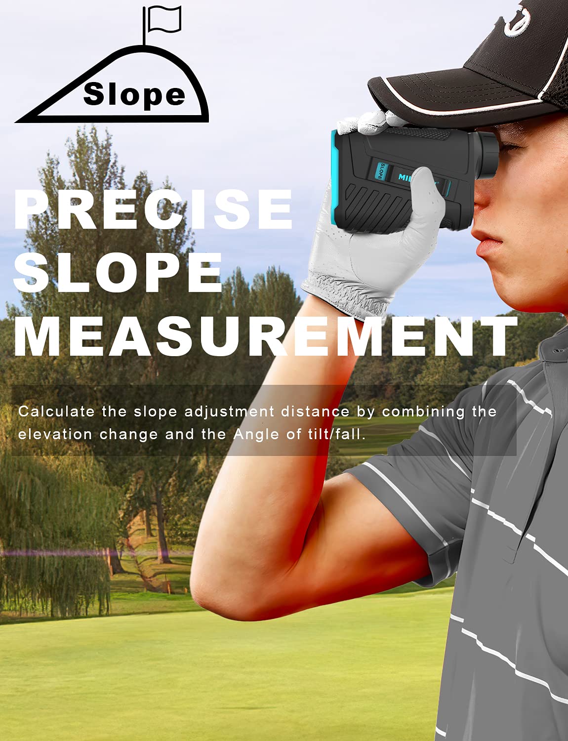 Telemetro Golf Ricaricabile,PF280Pro Telemetro 656 yarde con Bloccaggio Preciso Dell'asta Della Bandiera,Ingrandimento 6X,Scansione del Golf,Misurazione Della Distanza/Velocità