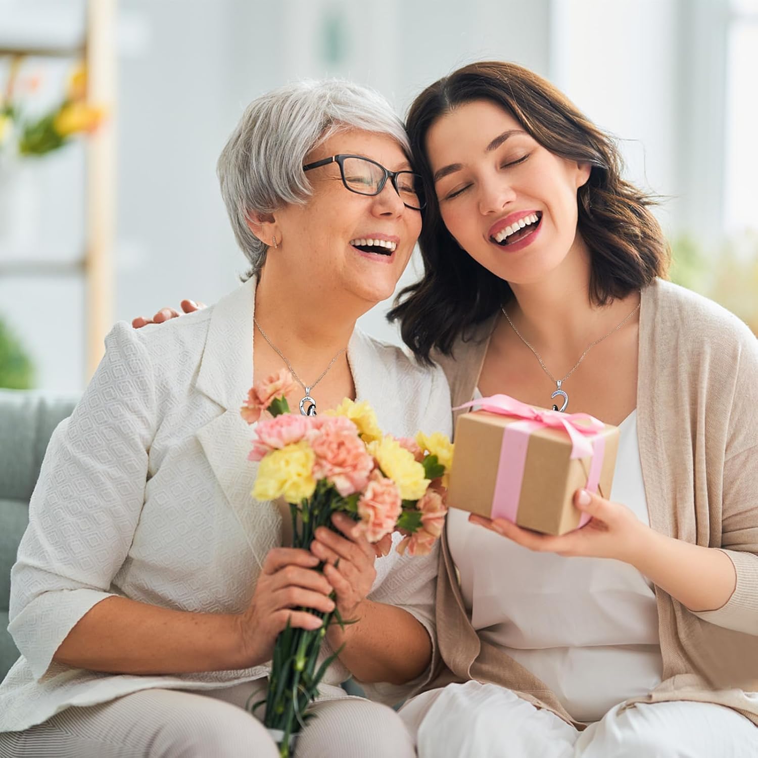 Alphm Penguin Mother Daughter Necklace Set S925 Sterling Silver 2 Pendants Matching Heart Necklace Jewelry Presents Valentine's Day Birthday Gifts for Mom Wife - Image 2