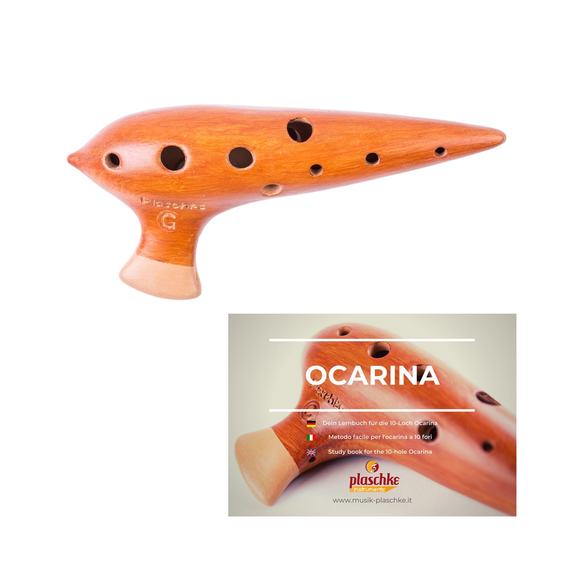 PLASCHKE Ocarina in Sol, Premium in terracotta, ceramica, fatto a mano dell`Alto Adige