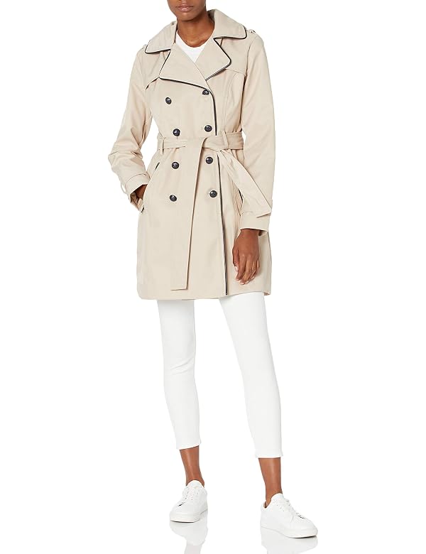 GUESS Women's Double Breasted Trenchcoat, Khaki, Large by GUESS - Used condition - US$65.86