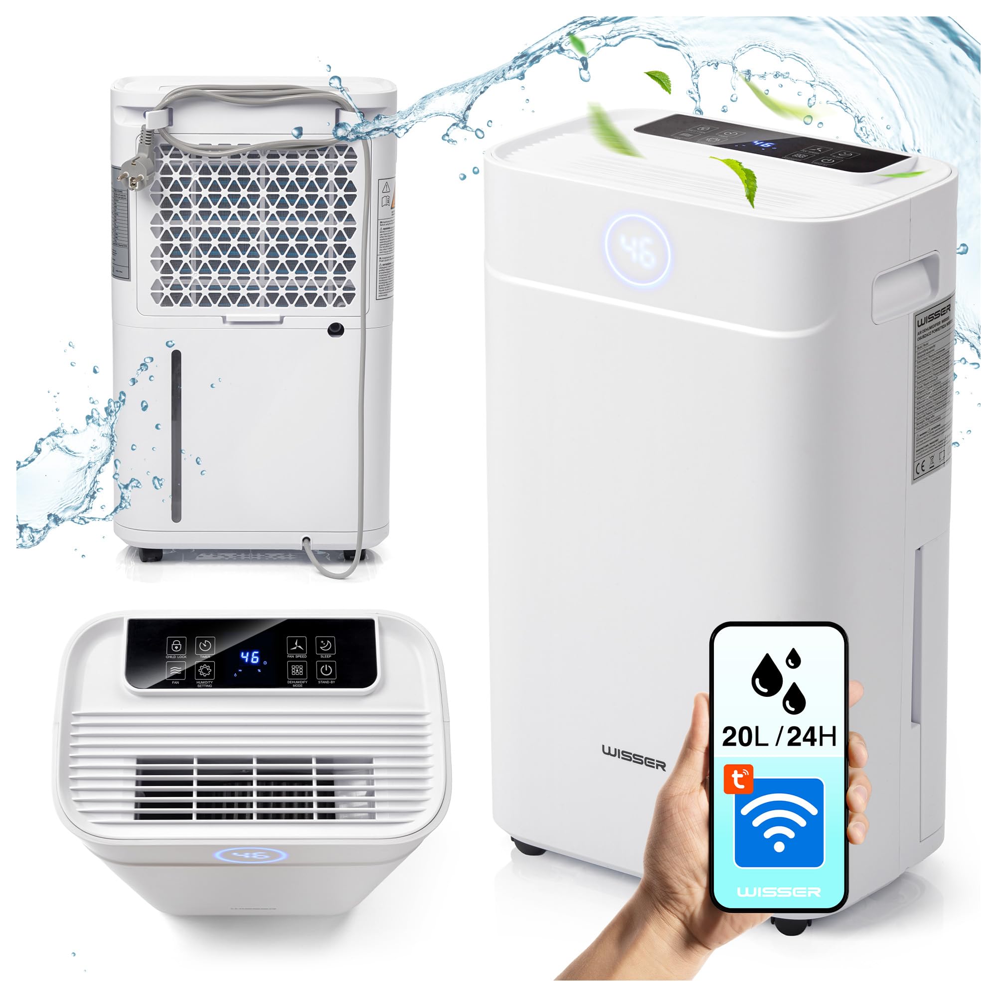 Wisser Elektryczny osuszacz powietrza 20 l/24 h do piwnic do 50 m² – 42 dB