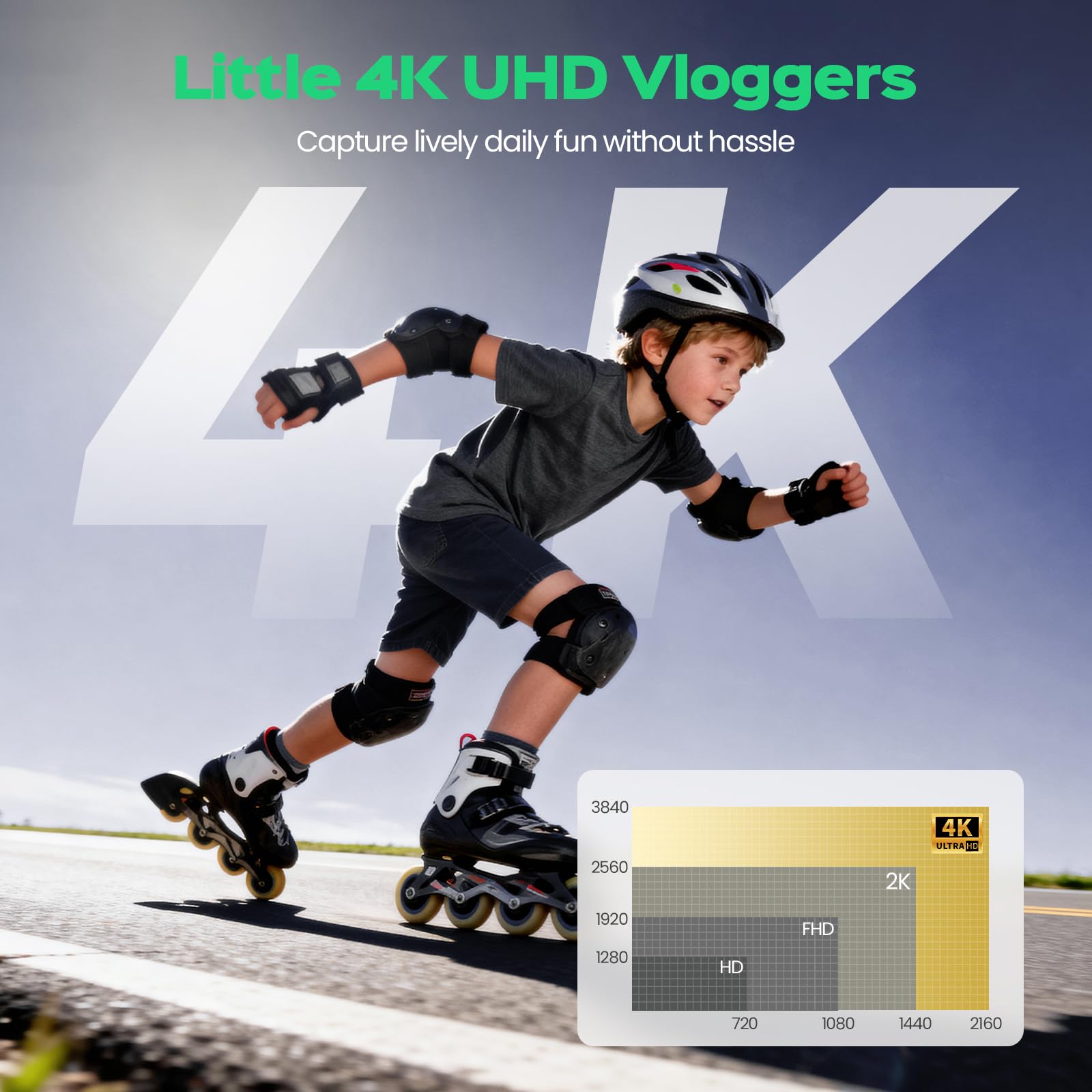 Fotocamera Digitale Bambini Compatta 32GB: 48MP Macchina Fotografica con Schermo 4K 2,8" Anti-Shake 16X Digital Zoom Videocamera Portatile per YouTube Vlogging Automessa a Fuoco