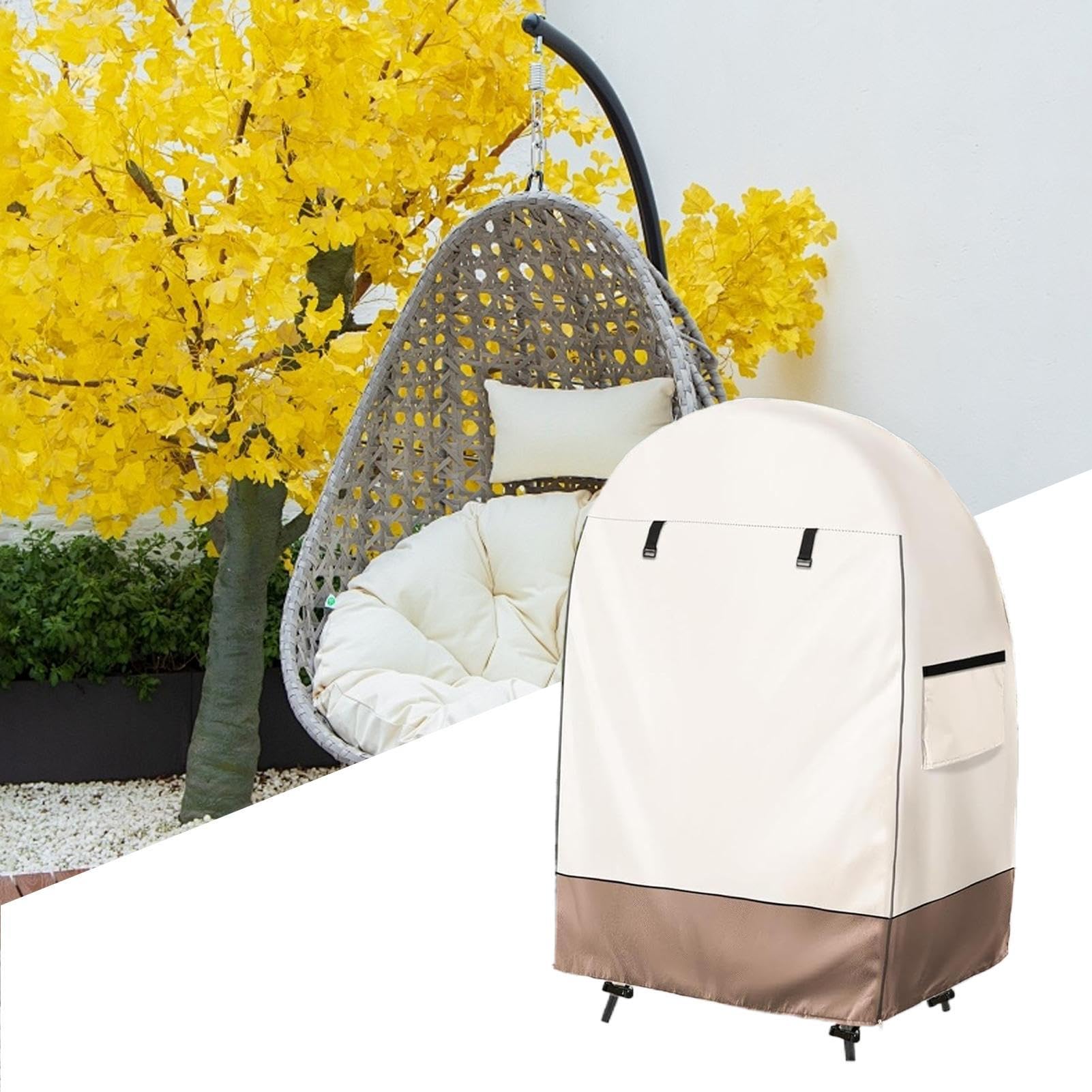 Wasserdichte Eierstuhl-Abdeckung, Eierstuhlabdeckung Outdoor, Outdoor-Möbelschutz Mit Reißverschluss, Staubdicht, Für Doppelte Hängeschaukeln, Rattan