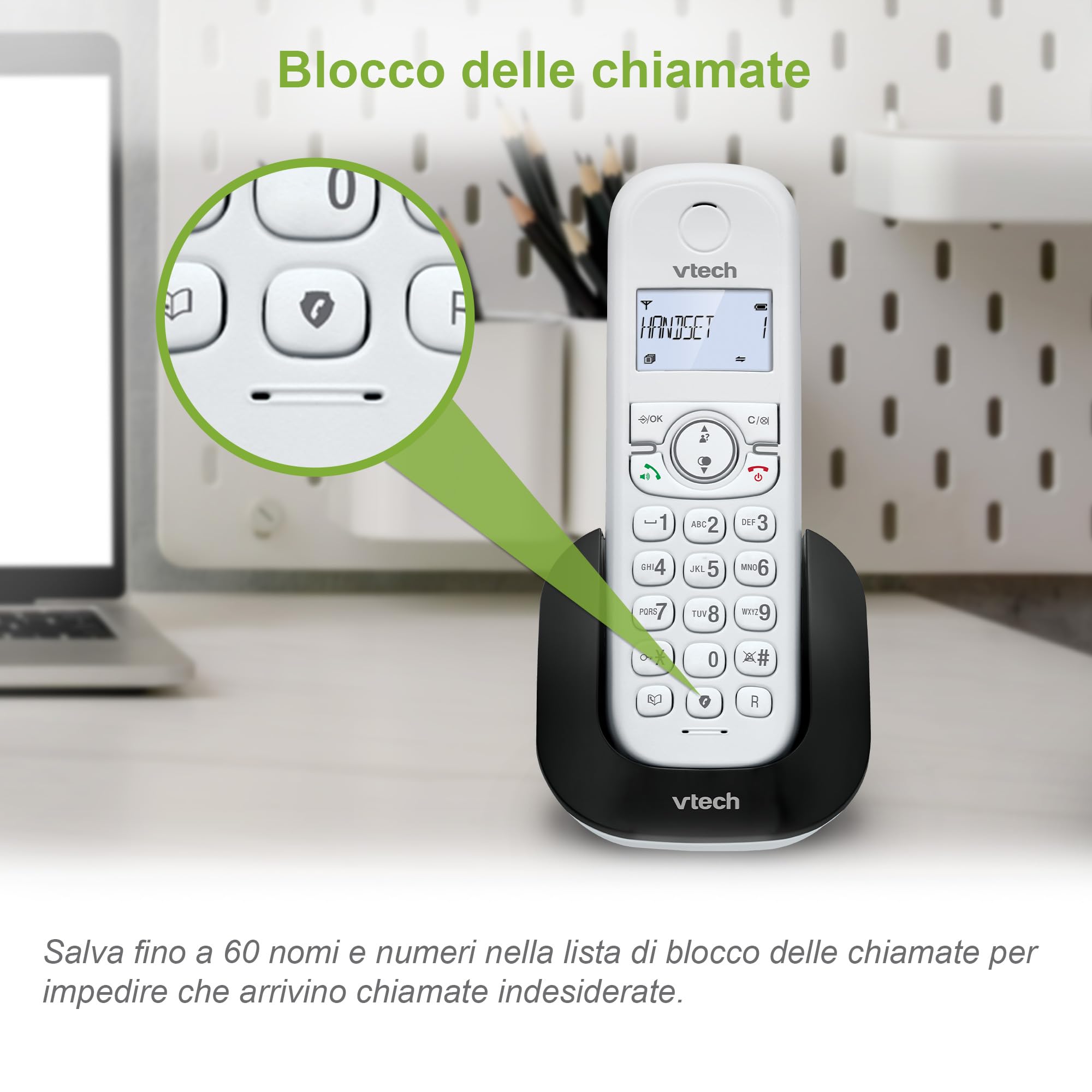 VTech CS1500 Telefono Cordless Casa DECT con vivavoce, Telefono fisso casa per anziani, doppia ricarica, blocco chiamate, identificatore di chiamata, display retroilluminato e tastiera, modalità ECO