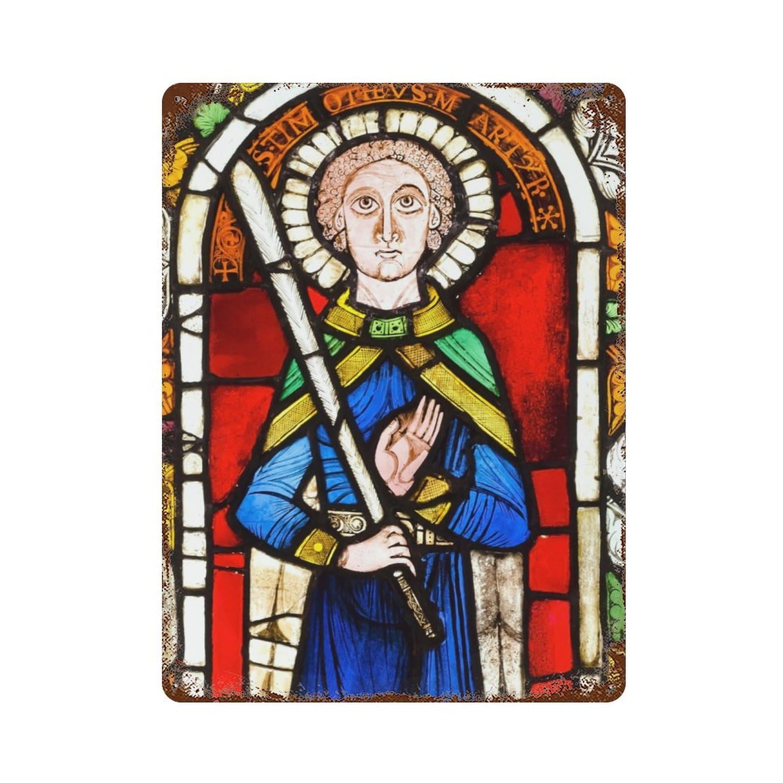 Saint Timothy Vintage Rust Metal Sign 15.7"x11.8", Farmhouse Wall Decor for Garage, Pub Or Kitchen