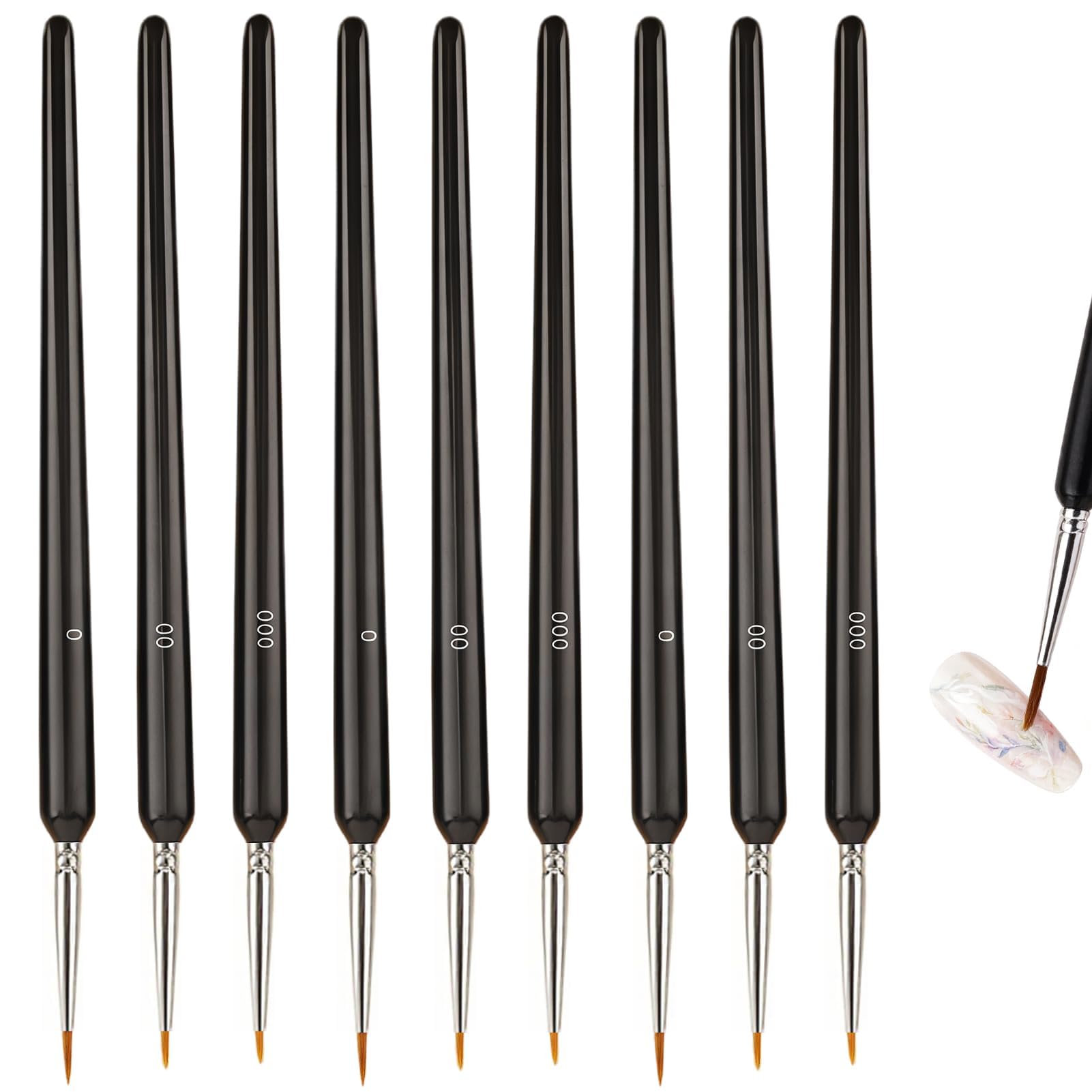 Funver 9PCS Miniature Thin Fine Detail Paint Brushes Set 3 Sizes 0 00 000