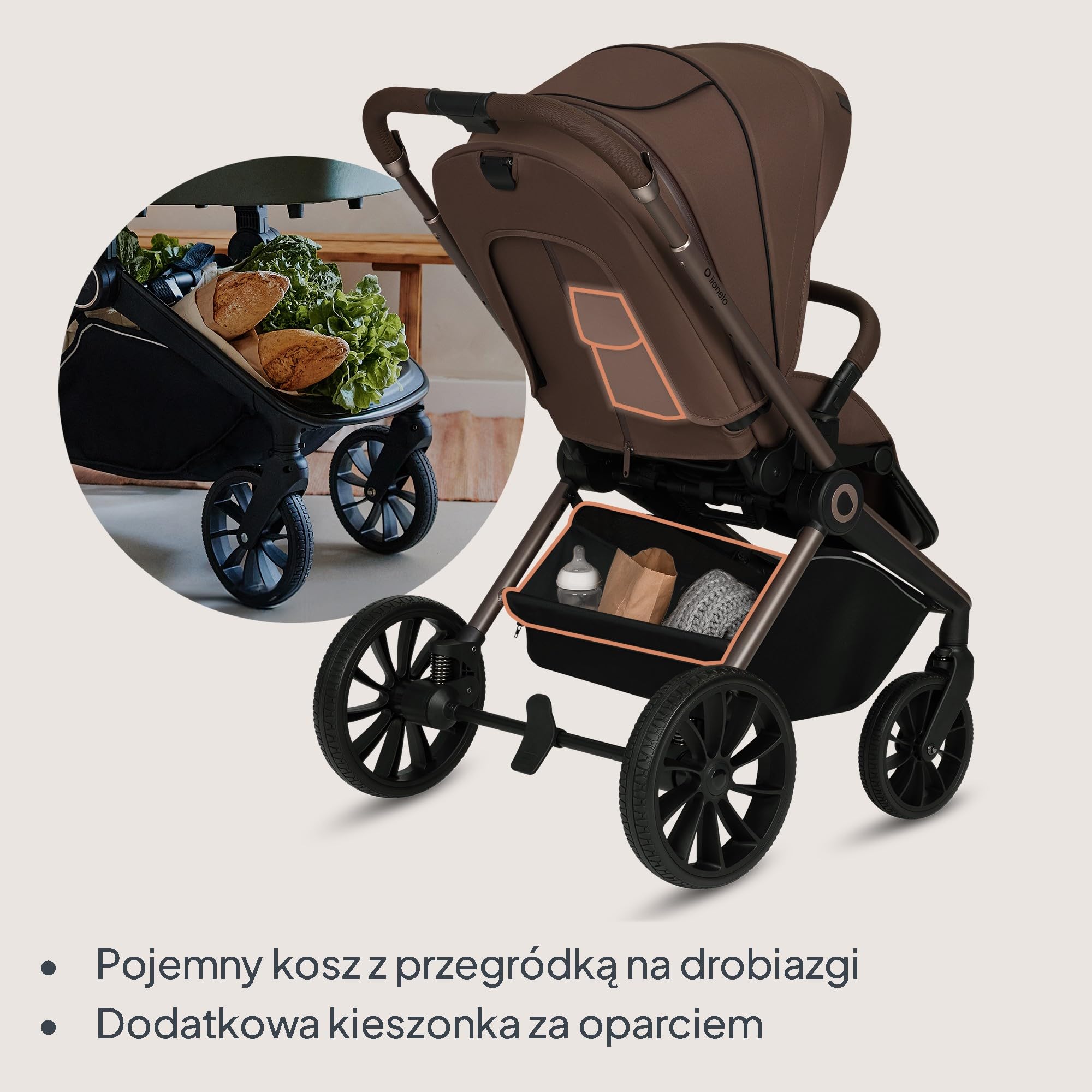 LIONELO MIKA PLUS Wózek Spacerowy Dziecięcy 6-48 miesięcy do 22 kg, Regulacja Oparcia i Podnóżka, Amortyzacja, Obrotowe Koła PU 360°, Wodoodporna Budka XXL, UPF50+