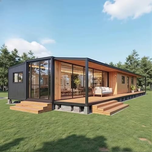 Tiny Homes for Sale Prefab Portable Foldable Modular Container Tiny Houses to Live in for Adults 20FT Cabin Kit with Bedroom Full Kitchen Bathroom and Open Living Space for Backyard Garden or Office