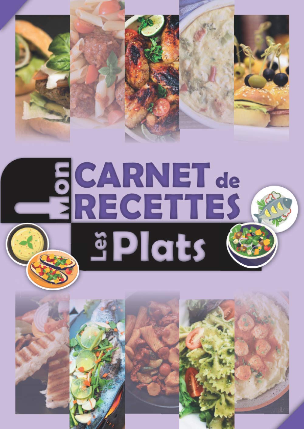 Carnets de recettes par thème/ Grand format A4 108 pages pour 50 recettes/ Idée cadeau passionnés cuisine/ Collection/ MA06c Plat