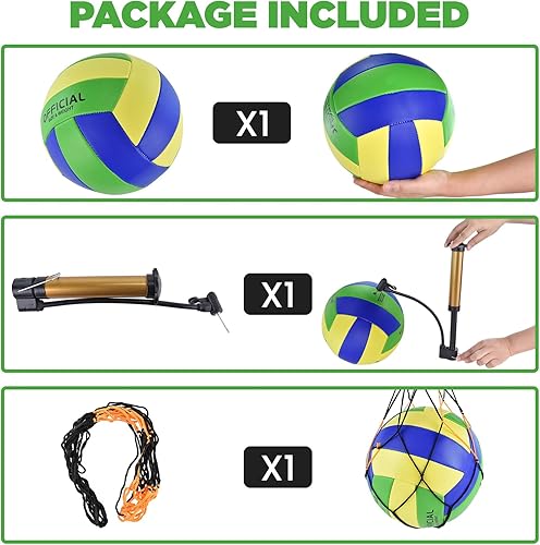 Miniatura 2 de Volleyballs Official Size 5, Waterproof Soft Bulk Recreational Volley Balls with Pump and Net Bag for Indoor Outdoor Beach Pool Water Sand Game