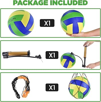 Volleyballs Official Size 5, Waterproof Soft Bulk Recreational Volley Balls with Pump and Net Bag for Indoor Outdoor Beach Pool Water Sand Game Training Match Gift for Beginner Teenager