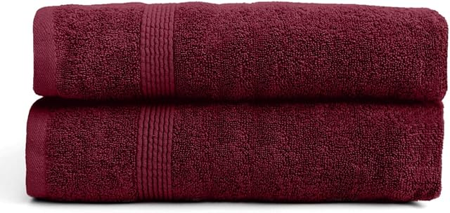 Bath Towels  Set of 2 Bathroom Towels 500 GSM - Premium Egyptian Cotton  Ultra-Absorbent Towels Set  Quick Dry & Super Soft  Suitable for Home, Hotels and Spa  70 x 130cm (Wine, 2 Bath Towels)