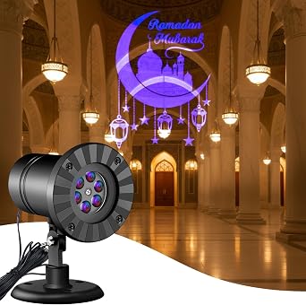 Rossesay Ramadan Mubarak Outdoor Projector Lights Decoration Projection Lamp for Eid Al Fitr Kareem Decoration for Muslim Ramadan Outdoor Waterproof for Garden Home Yard