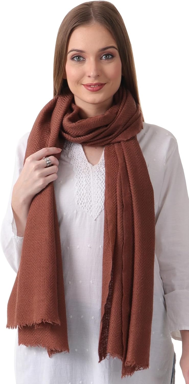 EH 100% Pure Cashmere 2 Ply Scarf, Stole, Herringbone solid Super Soft, Thick, Light weight, Pashmina Stole, Wrap.