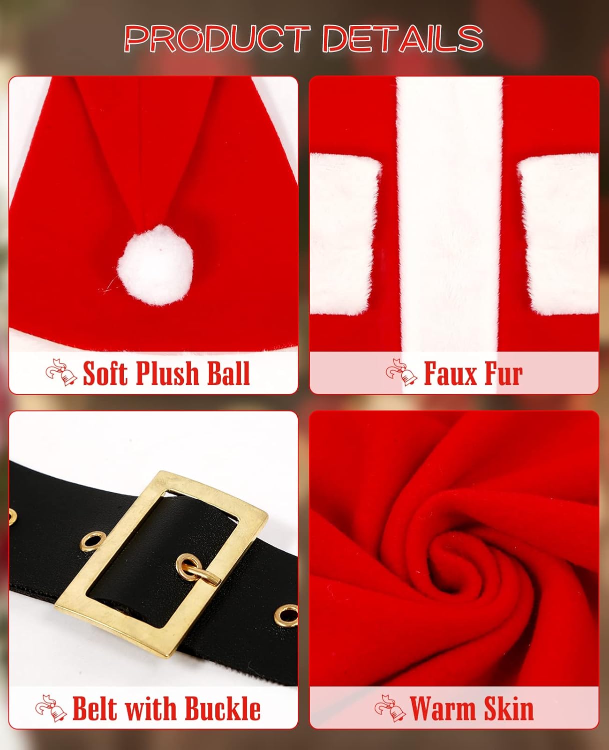 XS Boys Santa Claus Costume, Children's Santa Costume, Kids Xmas Santa Suit Christmas Outfit for Halloween Cosplay