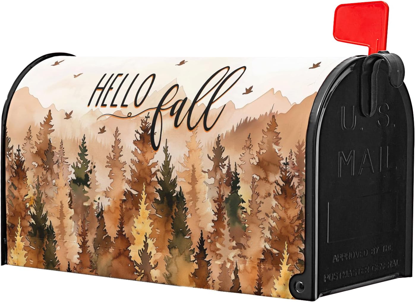 Autumn Fall Trees Magnetic Mailbox Cover Magnetic Standard Size 18"x21" Hello Fall Mailwraps Seasonal Forest Mail Box Post Protector Letter Box Home Decor for Garden Yard Outdoor Outside