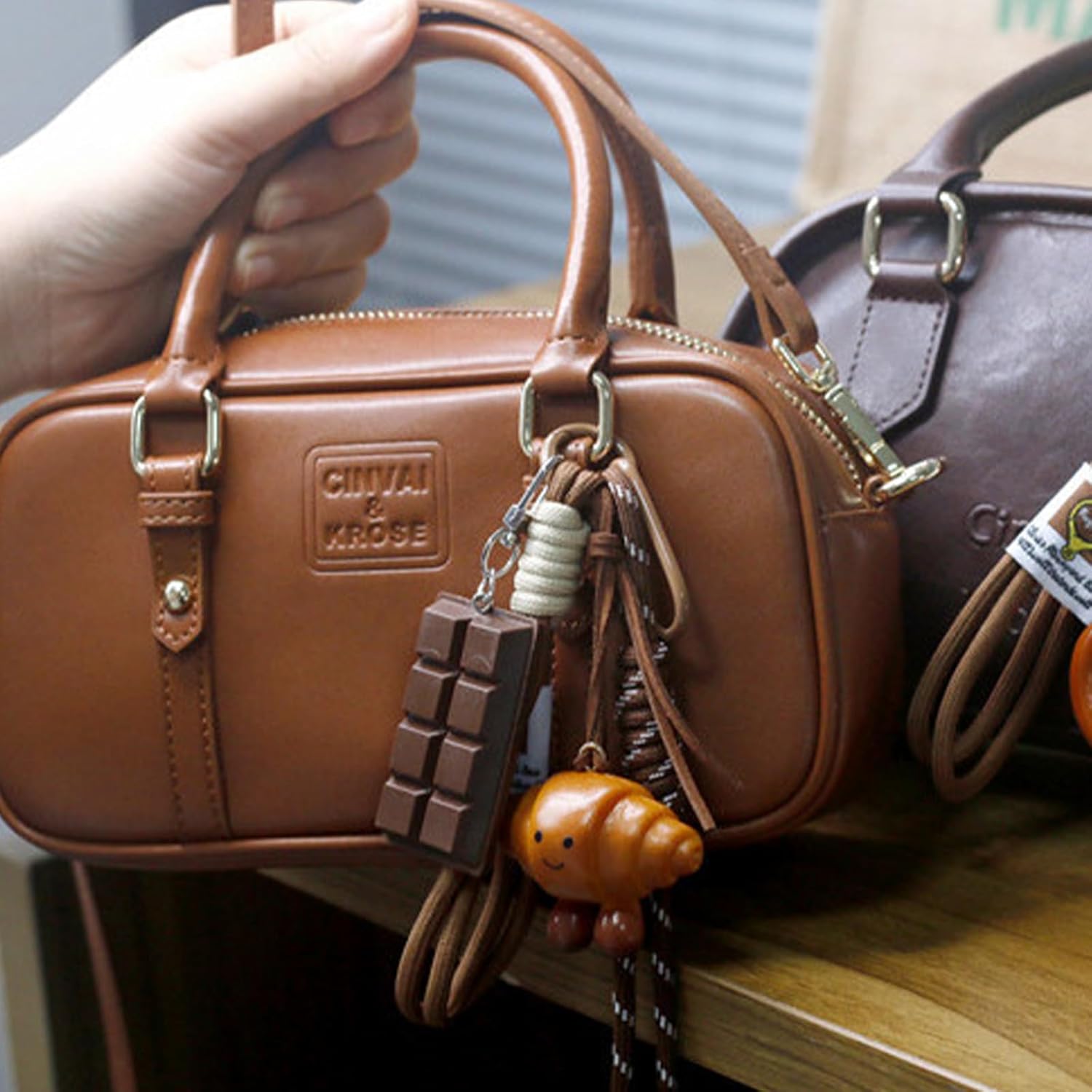 Angyape Cute Croissant Keychain for Women Bag Charms Purse Charms for Handbags Car Key Wristlet Keychain Rope Food Accessorie - Image 4