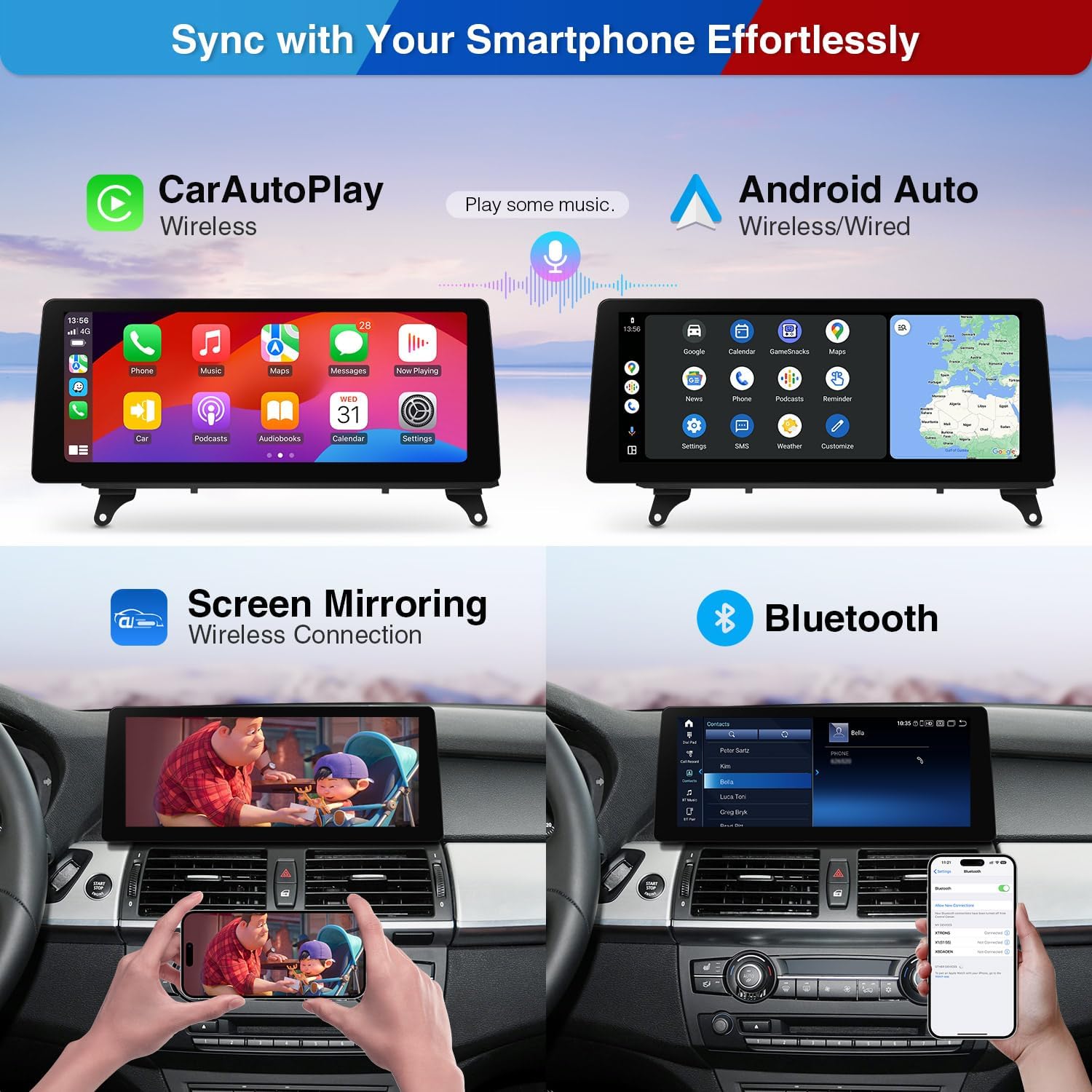 XTRONS 12.3 Inch Android 14 Qualcomm 680 Car Stereo for BMW X5 E70 / X6 E71 (2011-2013) CIC System, IPS Touch Screen 8+128GB Car Radio GPS Navigation Support Wireless CarPlay Android Auto