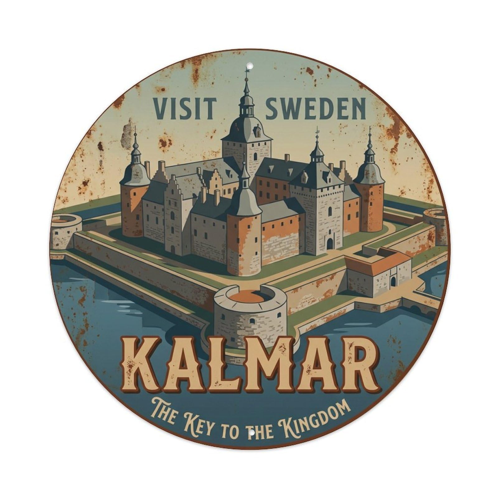 Vintage Travel Kalmar Sweden Stronghold 1 Metal Tin Sign