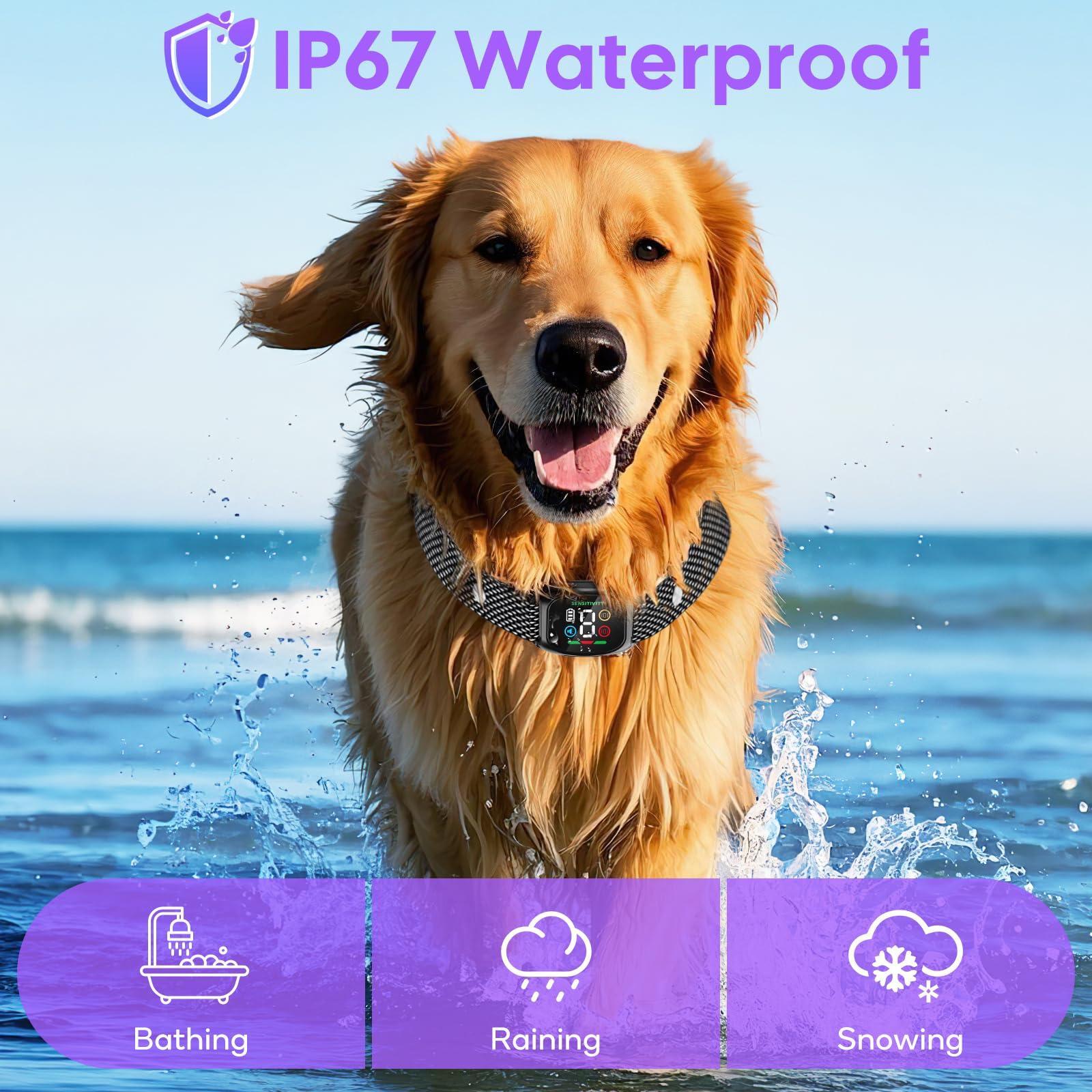 Collar Antiladridos Perros Grande Mediano Pequeño, Collar Adiestramiento para Perros 6-150lbs, 8 Niveles de Sensibilidad, 4 Modos de Sonido y Vibración, Resistente al Agua IP67 y Recargable