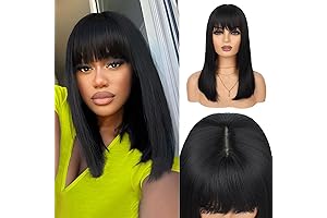 16" Light Yaki Glueless Bangs Wig