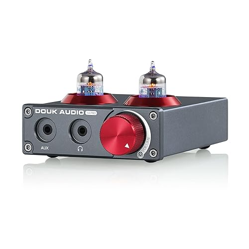 Douk Audio T4 PRO Vacuum Tube Phono Preamp, MM Turntable Preamplifier, GE5654 Hi-Fi Headphone Amp for Home Theater/Record Player/Stereo Amplifier/Active Speaker