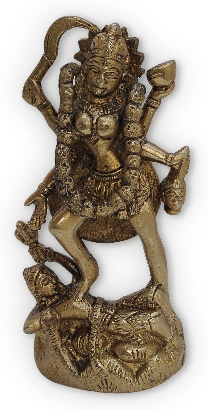 Royal Kurta DevyomCraft Brass Kali Standing Statue on Shiv, Brass Kali Idol