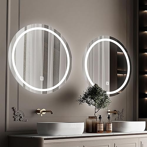 Miniatura 9 de WHYATT Espejo, espejo de tocador con luces, espejo de baño redondo sin marco, espejo de tocador sin marco para dormitorio, entrada, sala de estar.