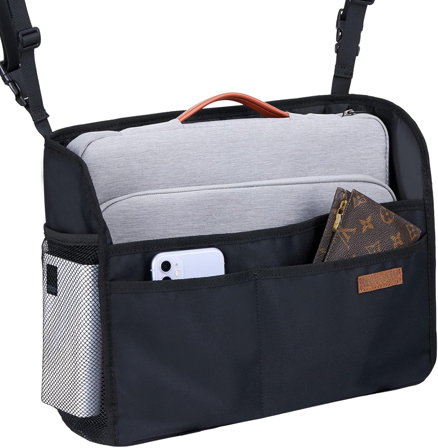 WLLWOO WLLWOO Car Net Pocket Handbag Holder Between Seats Back Storage Organizer Purse Holder for Console Front Seat Storage Barrier Nylon