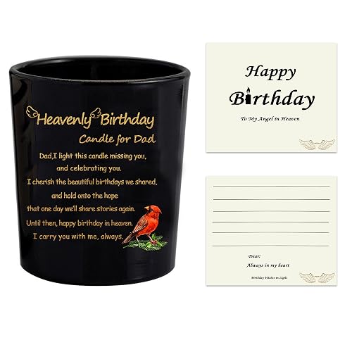 Heavenly Birthday Candle for Dad - Memorial Sympathy Candle Gift