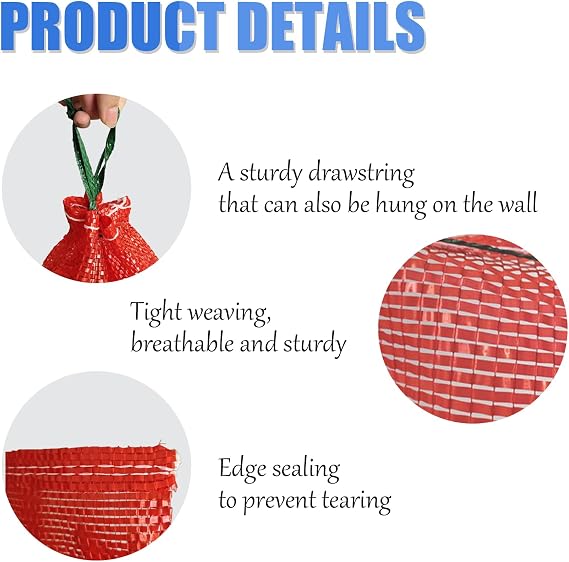 10 Pack Mesh Onion Bags with Drawstring 1118 10LB for Onions Vegetables