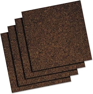 Universal 43403 Cork Tile Panels, Dark Brown, 12 x 12, 4/Pack