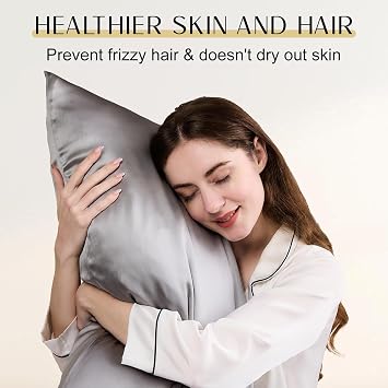 ZIMASILK Upgraded 100% 6A Grade Pure Mulberry Silk Pillowcase for Hair and Skin Silk Pillow Cases with Reinforced Hidden Zipper, More Soft & Durable, Gift Box (Standard 20x26 Grey)
