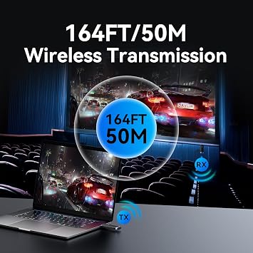 VENTION Wireless HDMI Transmitter and Receiver 4K Decording, 164 FT/50M Portable Wireless Extender Plug and Play Support 2.4/5GHz HDMI Adapter from Laptop/PC to Monitor/Projector,Blue
