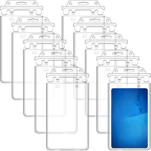 Tinlade 100 Pack Hard Plastic ID Badge Holder, Clear Vertical