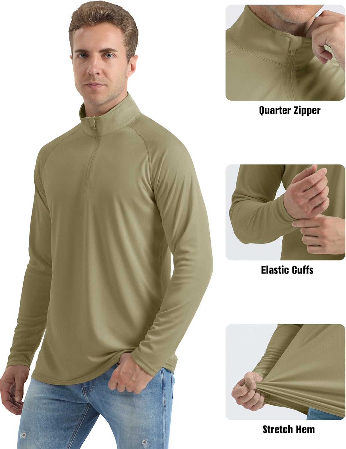 MAGCOMSEN Men's Long Sleeve Sun Shirts UPF 50+ Tees 1/4 Zip Up Fishing Running Rash Guard T-Shirts Outdoor Shirt - Image 5