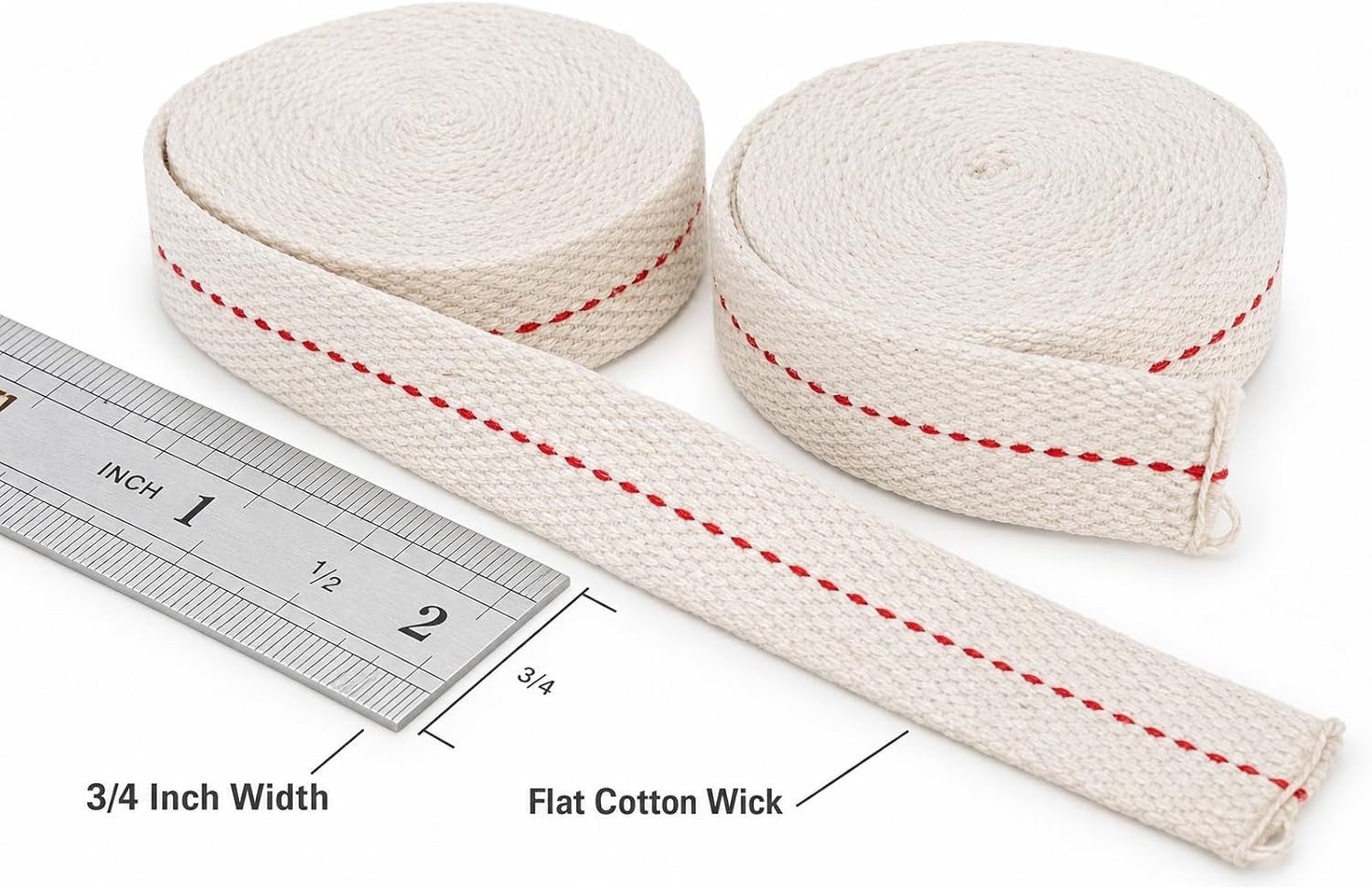3/4 Inch Oil Lamp Wick, 2 Rolls 13 Feet Flat Cotton Replacement Wick for Oil Lamps, Oil Lanterns and Oil Burners, Cut to Fit Kerosene Lamp Wick