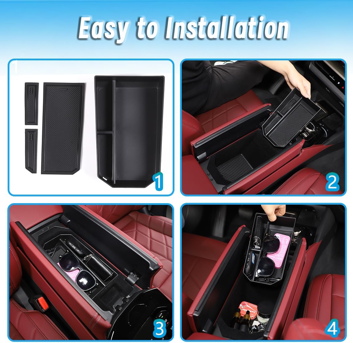 Sekhyna Center Console Organizer Compatible with BMW 5 Series i5 G60 G61,Armrest Storage Box Glove Organizer Tray,Center Seat Armrest Box Insert Tray Secondary Accessories (Black)