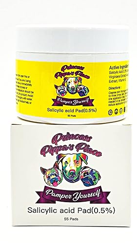 Princess Pippa's Place - Almohadillas faciales para el acné de ácido salicílico (0.5% ácido salicílico) (55 almohadillas)