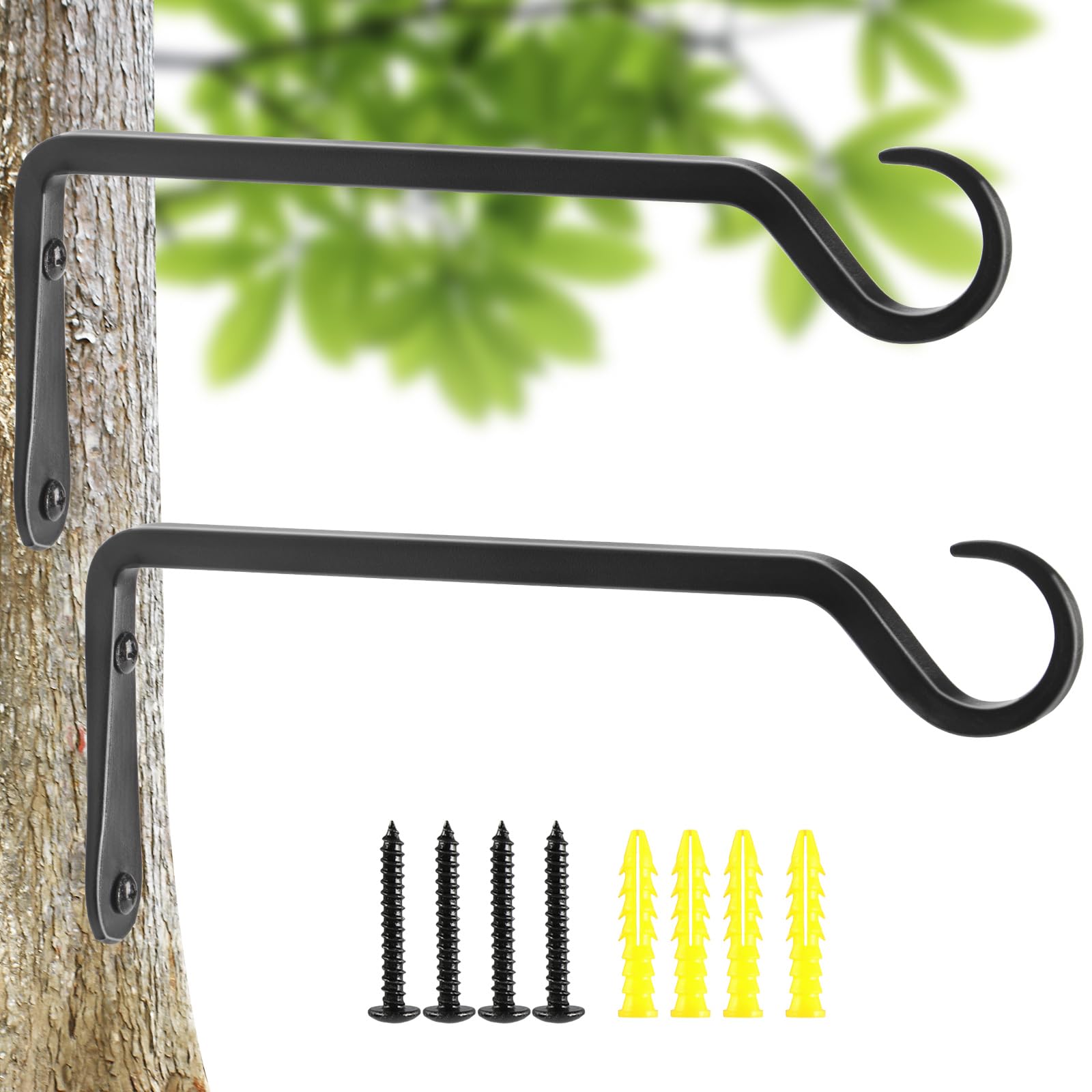 10 inch Plant Hanger, Sturdy Hanging Plant Bracket Outdoor, Hanging Plant Wall Hook Heavy Duty, for Hanging Bird Feeders, Planters, Lanterns, Wind