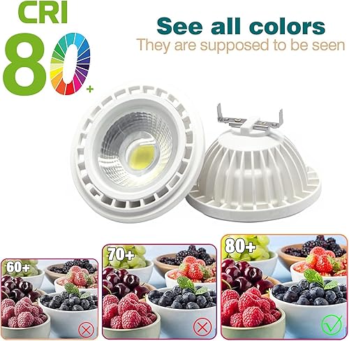 Miniatura 6 de Bombilla LED AR111 G53 Reflector de luz de inundación 12 vatios COB 1200 lúmenes (equivalente a halógeno de 100 W) ángulo de haz de 120 grados CACC