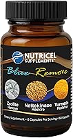 Vista 2 de Nutricel Blue Remove - Azul de metileno de grado USP 60 cápsulas con zeolita micronizada, nattoquinasa (sin OGM), cúrcuma, bromelina y NAC