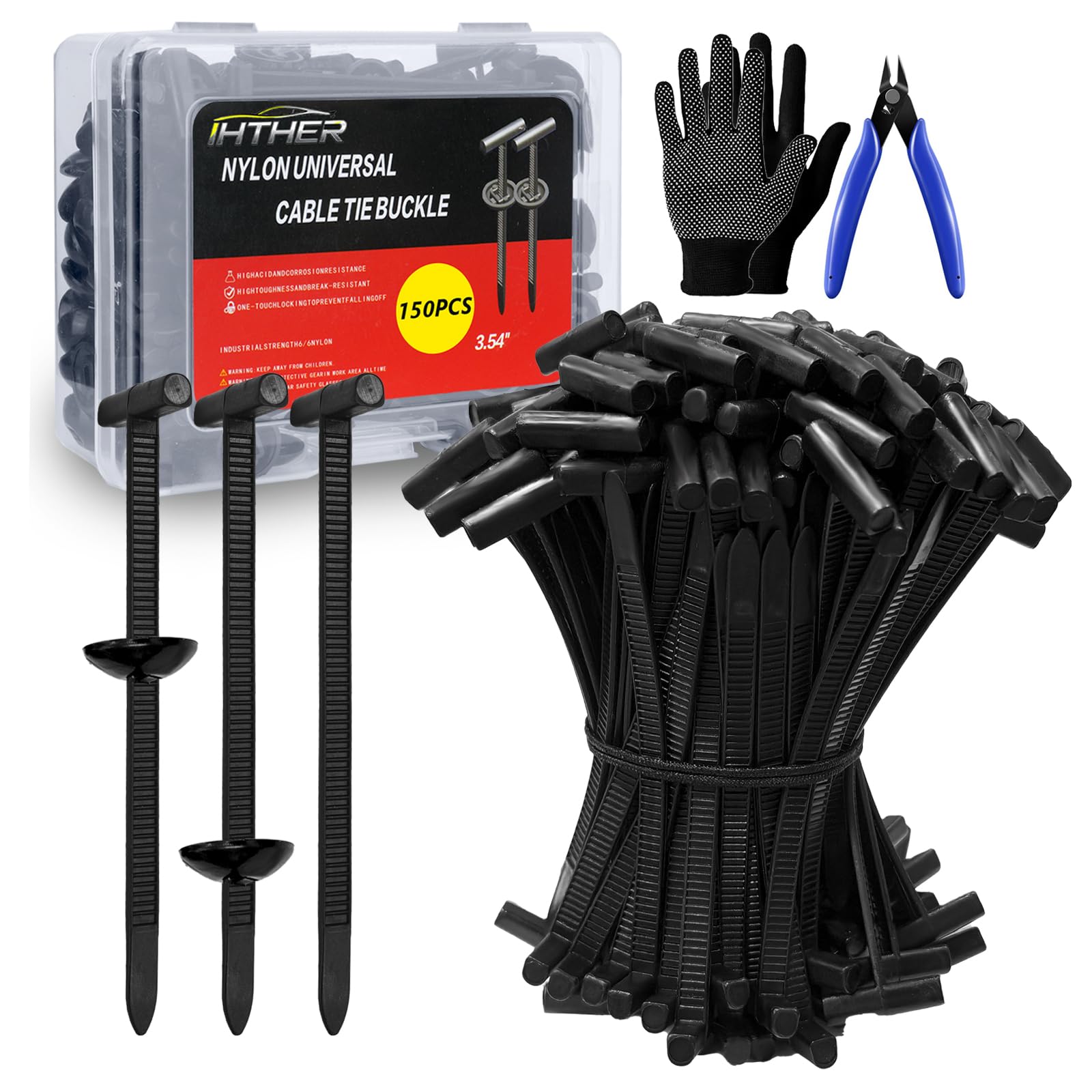 150PCS Upgraded Nylon Universal Cable Tie Buckle Self-Locking Multifunctional Zipper Clips Zip Ties Heavy Duty with UV Resistance