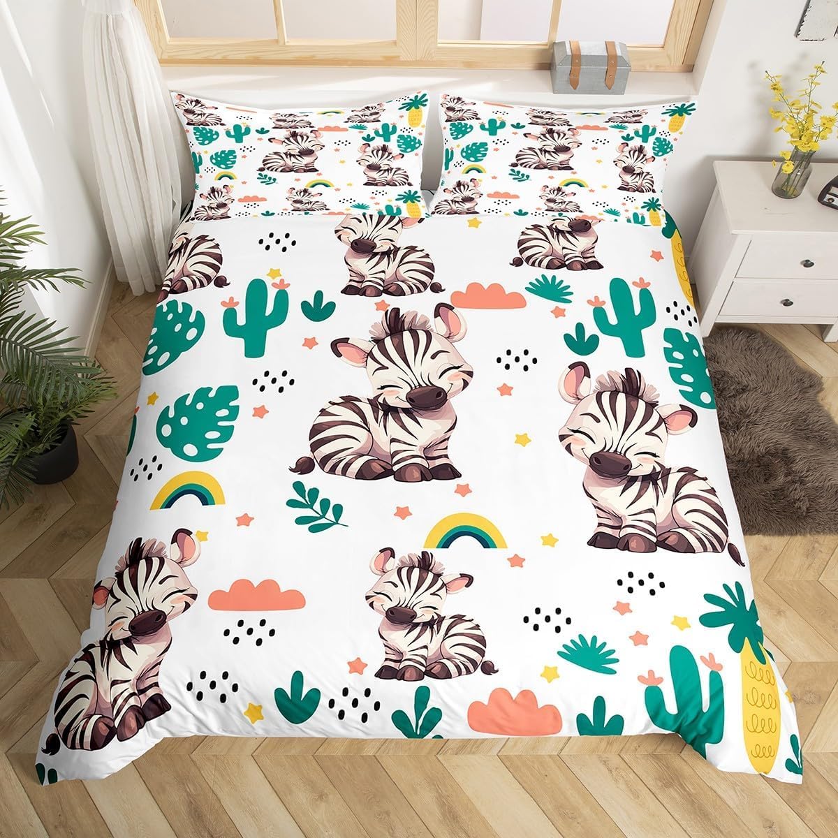 Housse de couette 200x200 zèbre : finie la couette qui glisse grâce à la fermeture éclair