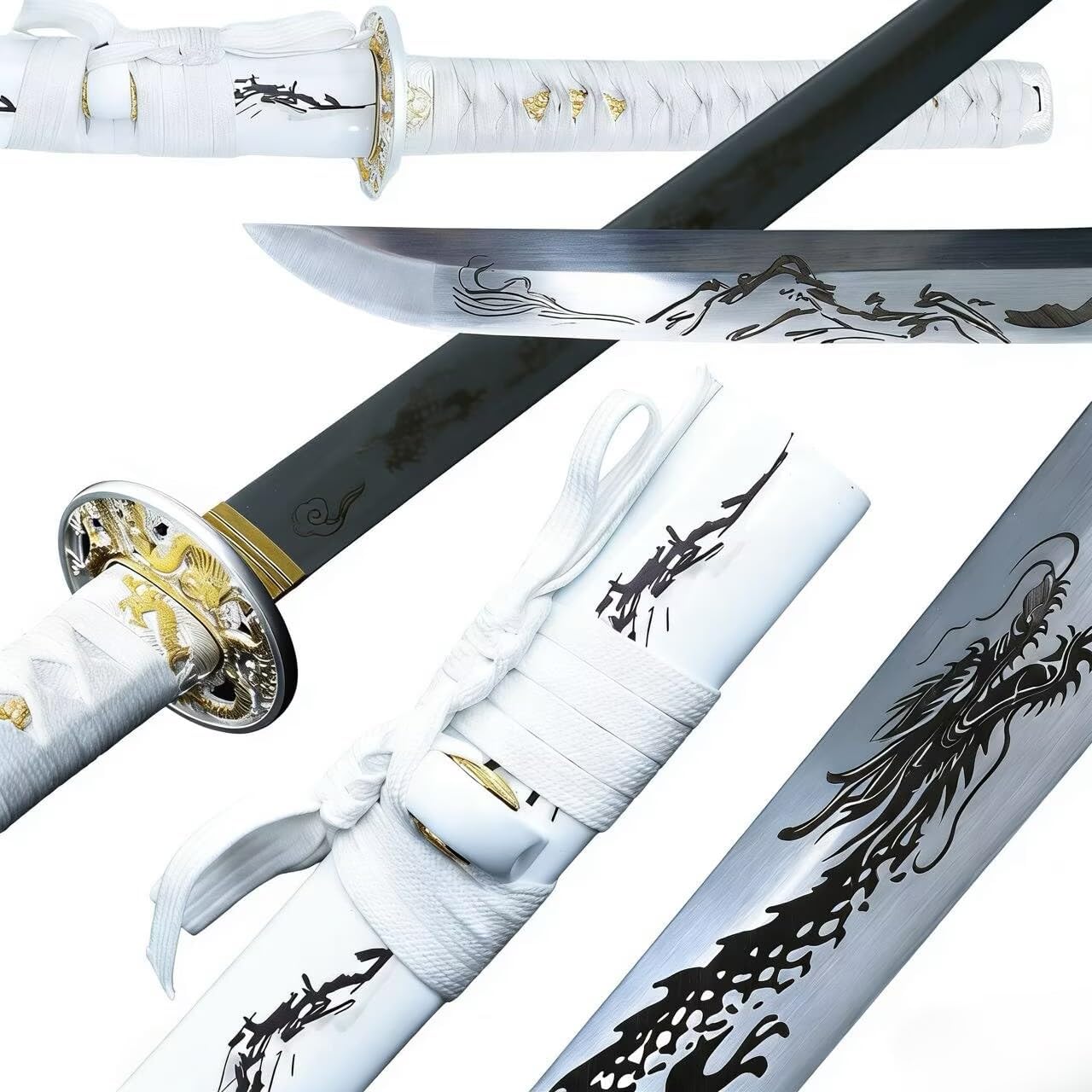 LEYLEY Katana Sword, Real 1060 High Carbon Steel Full-Tang Katanas, Hand Forged and Head Tempered, Authentic Japanese Samurai Sword.