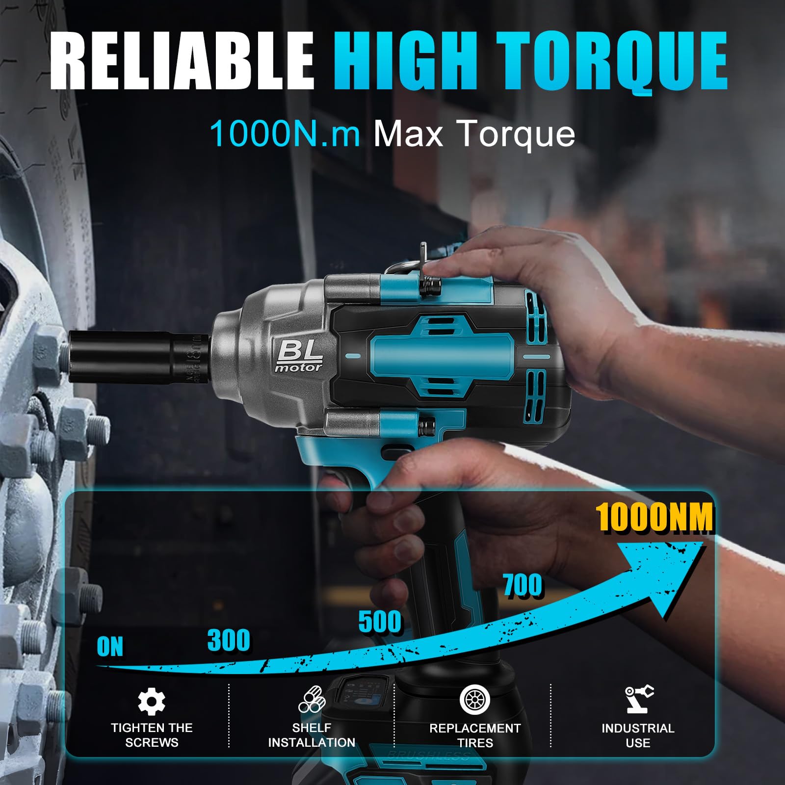 panthem Akumulatorowa wkrętarka udarowa 1000 Nm do akumulatorów Makita 18 V, bezszczotkowa wkrętarka udarowa 3 w 1 1/2", wkrętarka udarowa, klucz z adapterem nasadowym (bez akumulatora)
